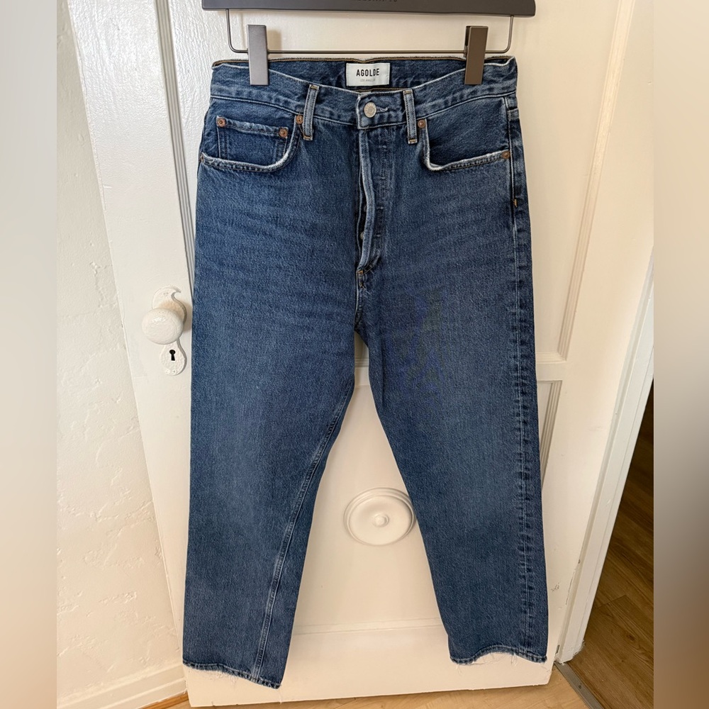 AGOLDE 90s pinch waist Straight Leg Jeans in Dark Blue Wash